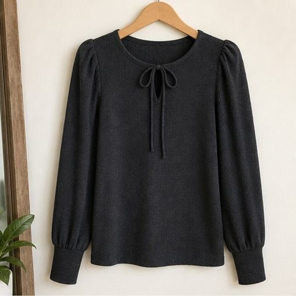 Charcoal Ruffle Blouse